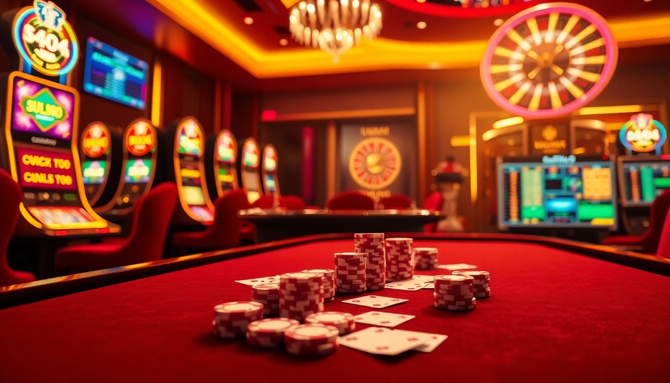A thrilling u888 online casino scene showcasing poker chips and a digital betting interface.