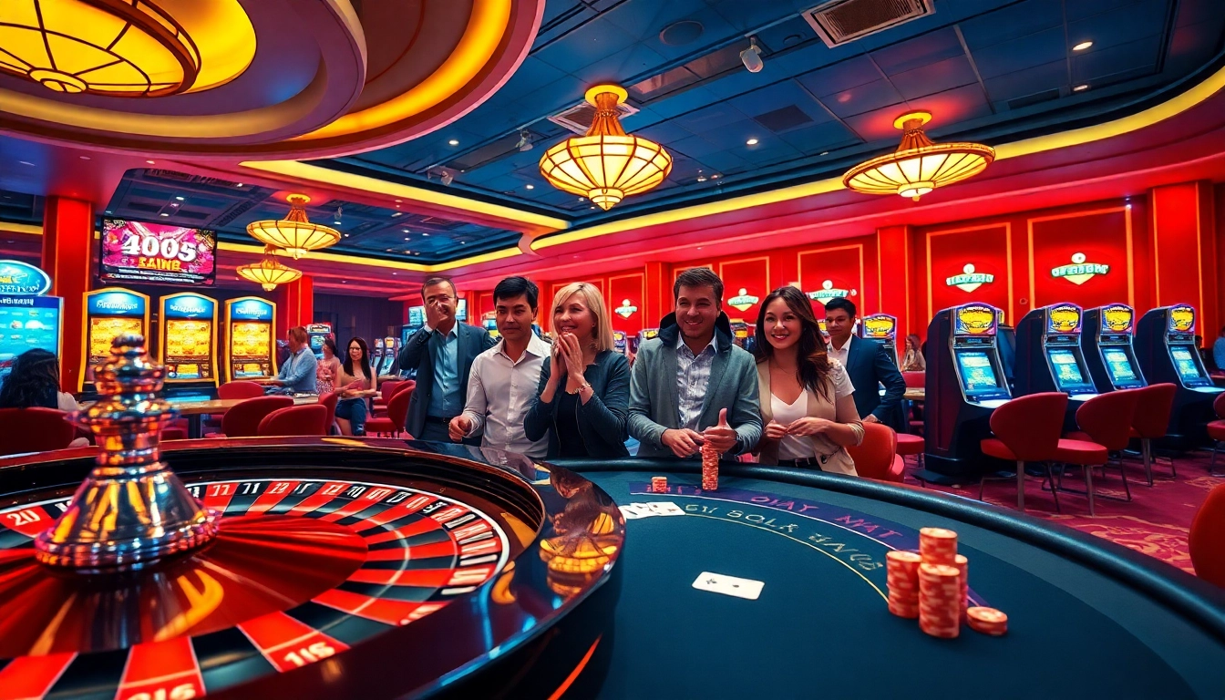Experience the thrill at nhà cái 32win with players enjoying vibrant casino games.