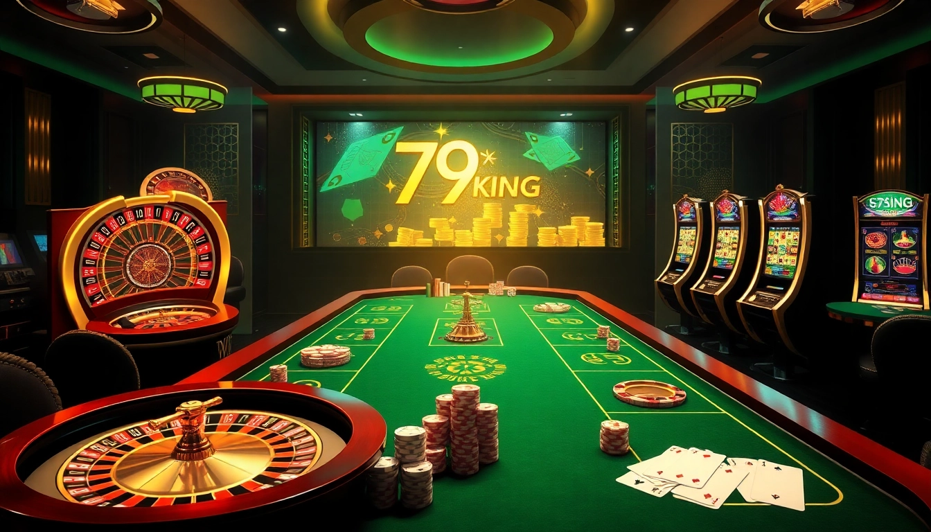 Exciting gaming scene at Nhà cái 79KING showcasing luxurious casino elements and thrilling gameplay.